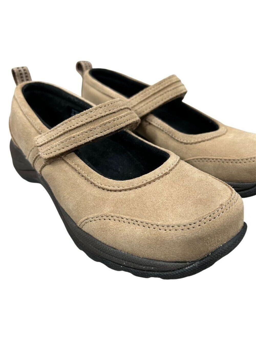 L.L. Bean Beige Suede Mary Jane Wedge Heel Comfort Mocs Shoes Size 6 - Picture 4 of 13